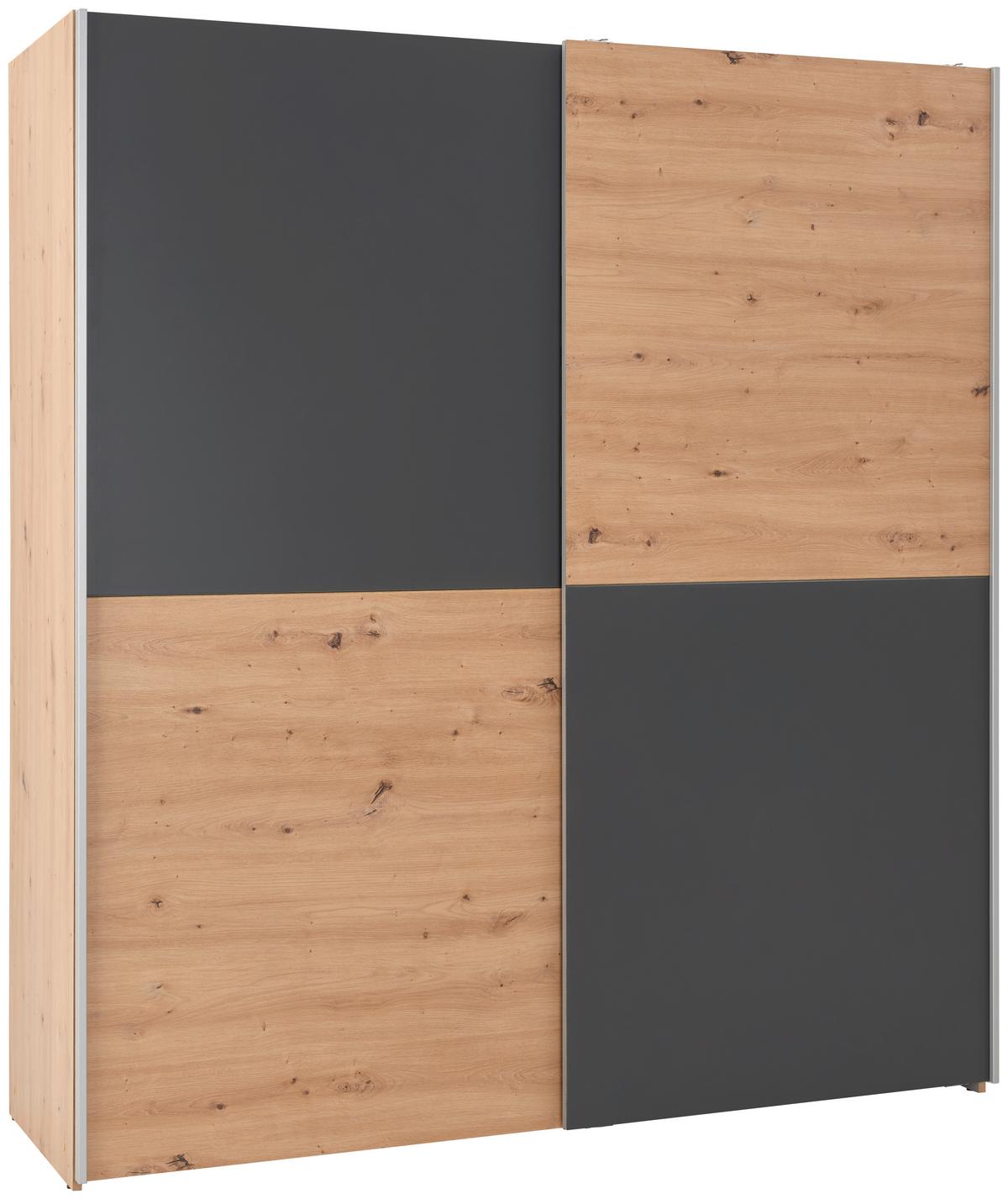 Tolóajtós Szekrény Time 170/190cm - grafitszürke/Artisan tölgy, Basics, faalapú anyag (170/191/59cm) - Best Price
