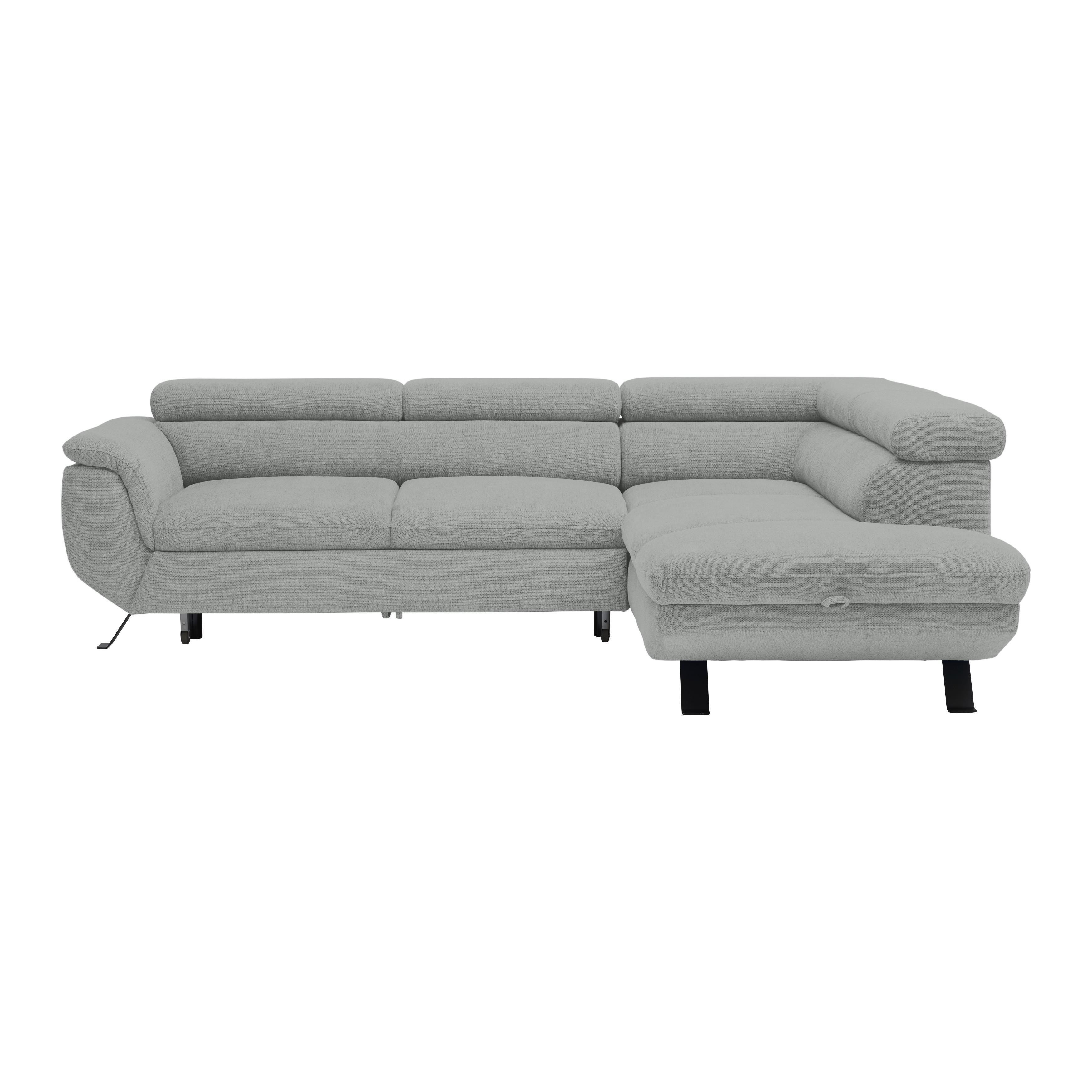 Rohová sedačka RAVEN, pravá, svetlosivá - čierna/svetlosivá, Modern, kov/textil (257cm) - Mömax