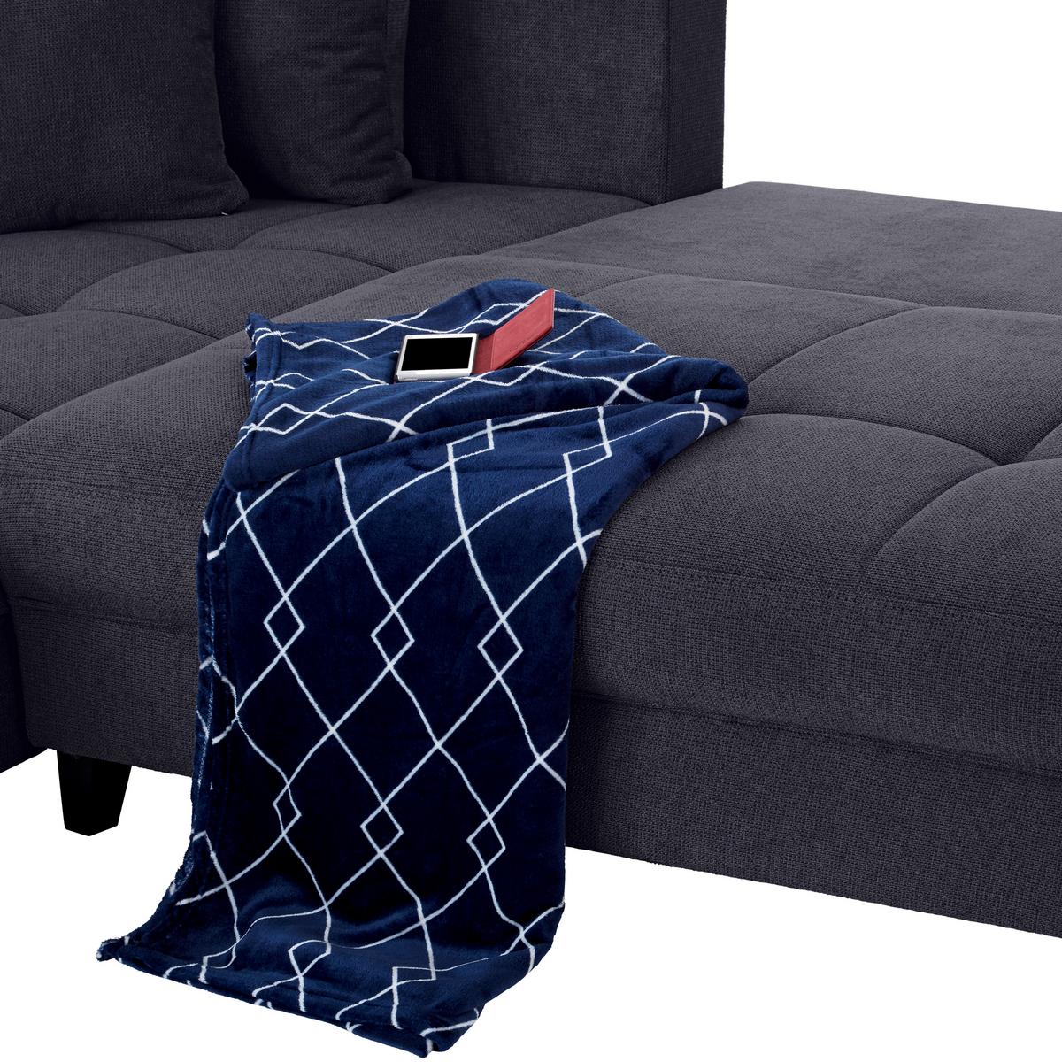 Ecksofa Mendoza - Anthrazit/Schwarz, Design, Textil (197/309cm) - Ondega