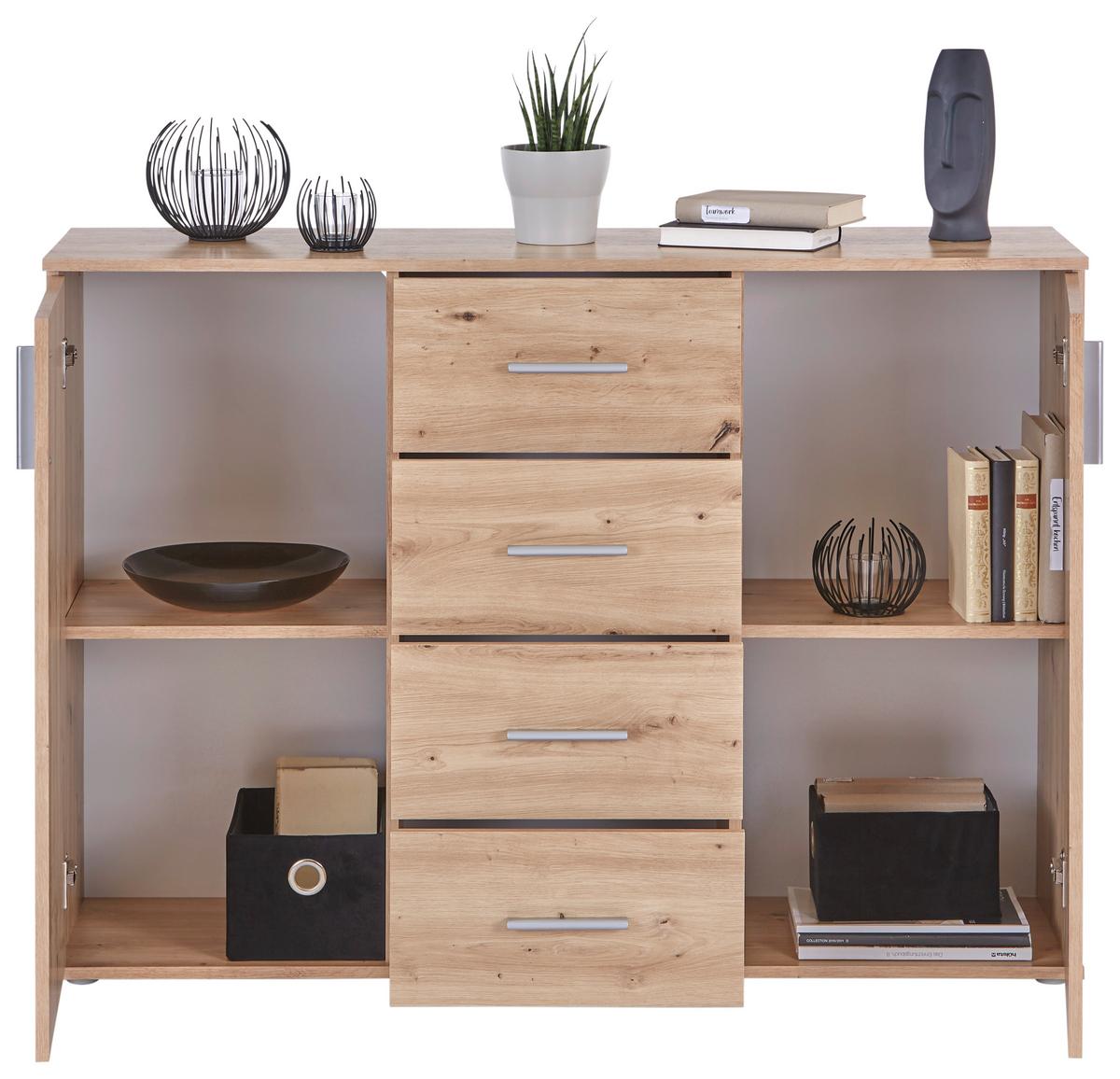 Kommode Mit Schubladen 132 Cm Ina 03 Eiche - Eiche Artisan, MODERN, Holzwerkstoff (132/94,8/38,3cm)