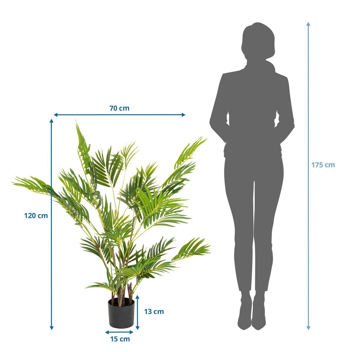 Kunstpflanze Areca I - Schwarz/Braun, Basics, Kunststoff (70/120/70cm) - MID.YOU