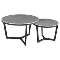 Couchtisch Ivan - Dunkelgrau/Schwarz, KONVENTIONELL, Stein/Metall (68,5/68,5/43cm) - MID.YOU