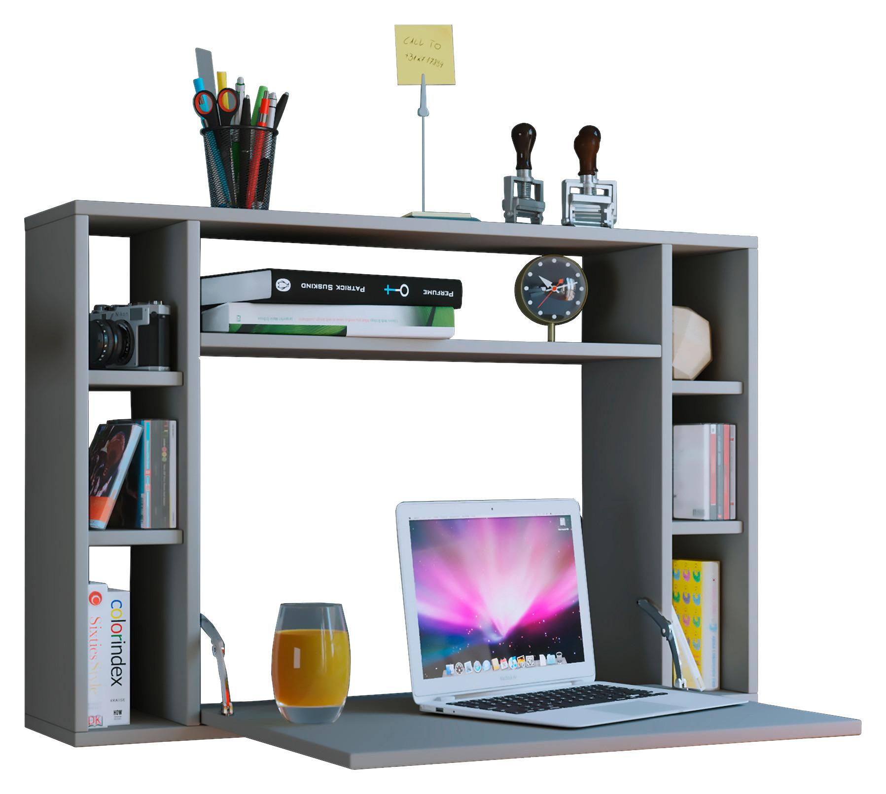 Laptoptisch Ausklappbar B: 90 cm Wandila, Grau - Grau, KONVENTIONELL, Holzwerkstoff (90/20/60cm) - MID.YOU