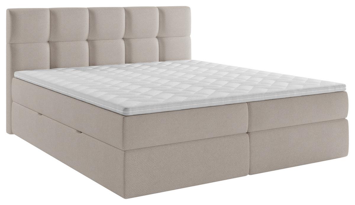 Boxbett Mit Topper & Bettkasten 160x200 Lorie - Beige/Schwarz, MODERN, Holz/Holzwerkstoff (160/200cm) - MID.YOU