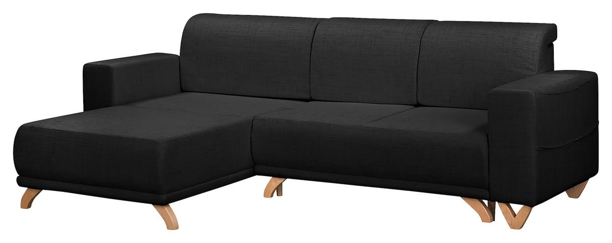 Ecksofa Bella Schwarz S: 257x174 cm - Wengefarben/Schwarz, Design, Textil (257/174cm) - Livetastic
