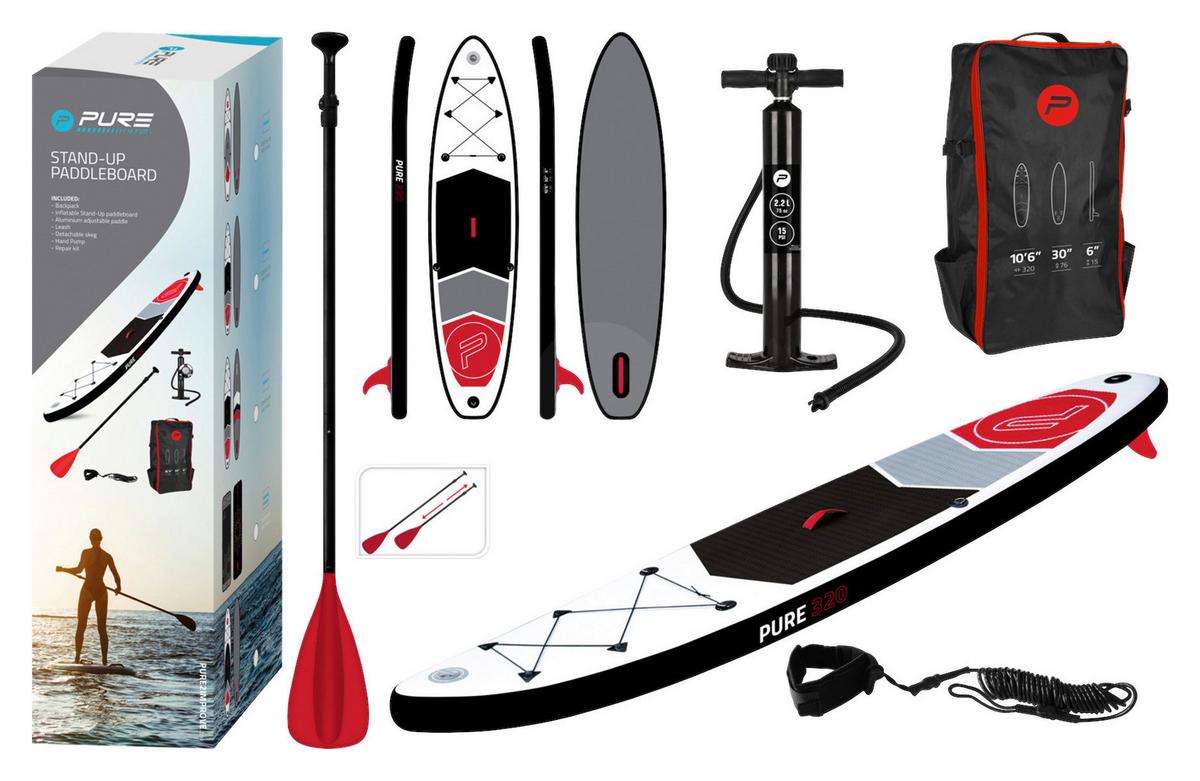Stand Up Paddle Aufblasbar Pure Grau/Rot/Schwarz/Weiß - Rot/Schwarz, Basics, Kunststoff (320/76/15cm) - Homezone