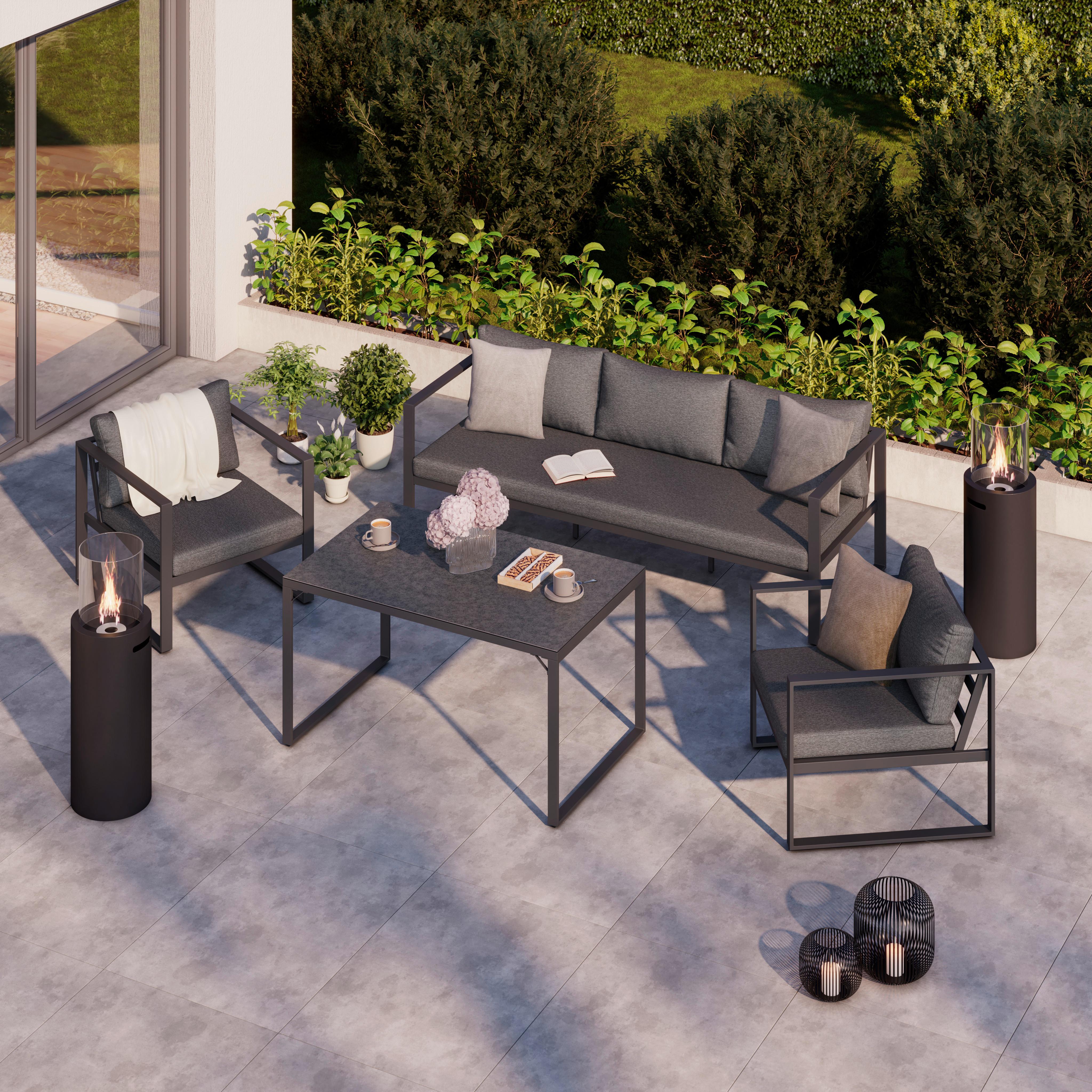 Loungegarnitur Almeria - Anthrazit, MODERN, Glas/Textil - Beldano