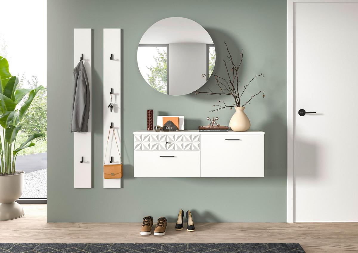 Garderobe Prisma Weiß B: 172 Cm - Weiß, Design, Glas/Holzwerkstoff (172/192/34cm) - MID.YOU