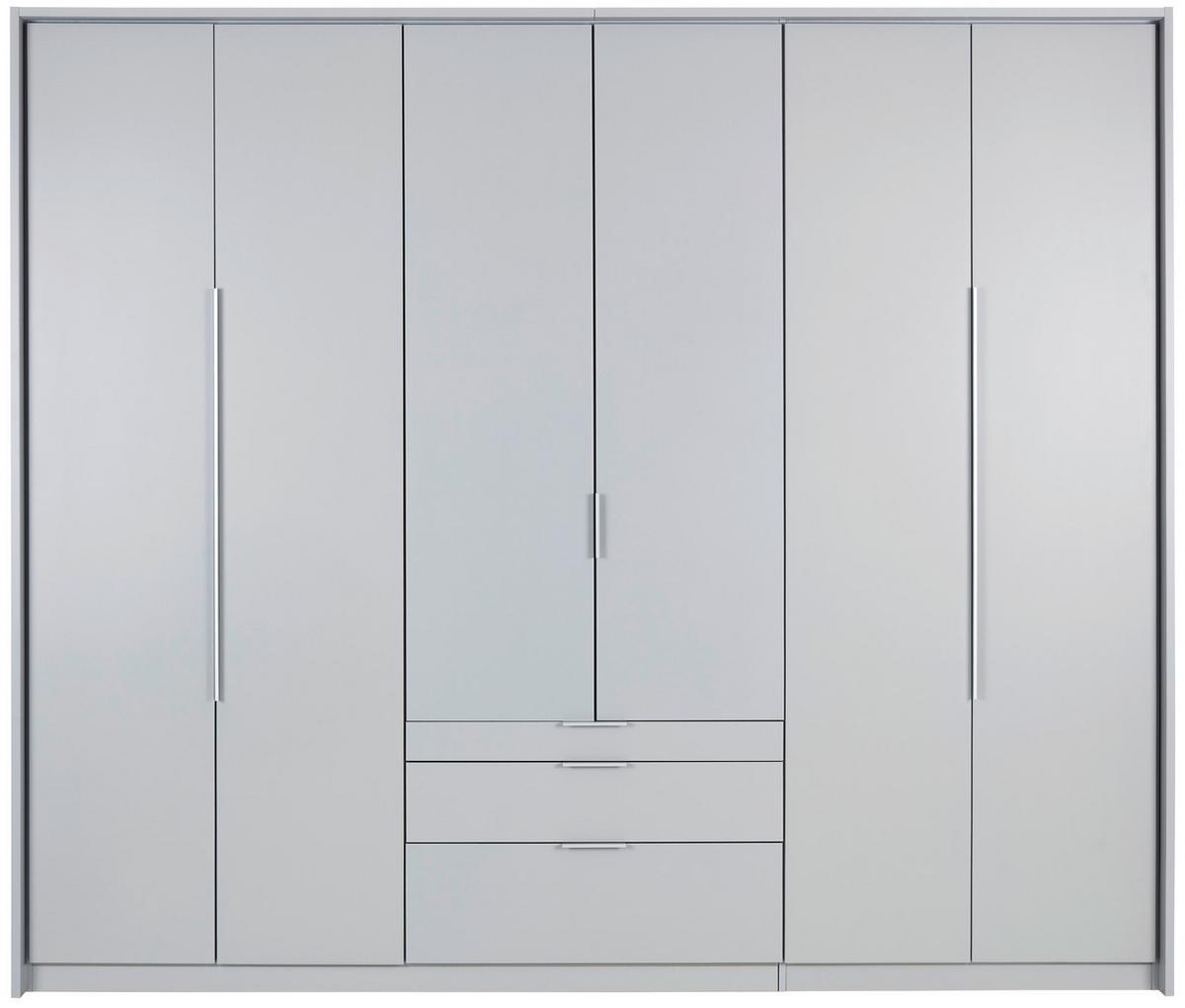 Drehtürenschrank Mit Laden 271 Cm Alabama, Seidengrau - Hellgrau, MODERN, Holzwerkstoff (271/229/54cm)