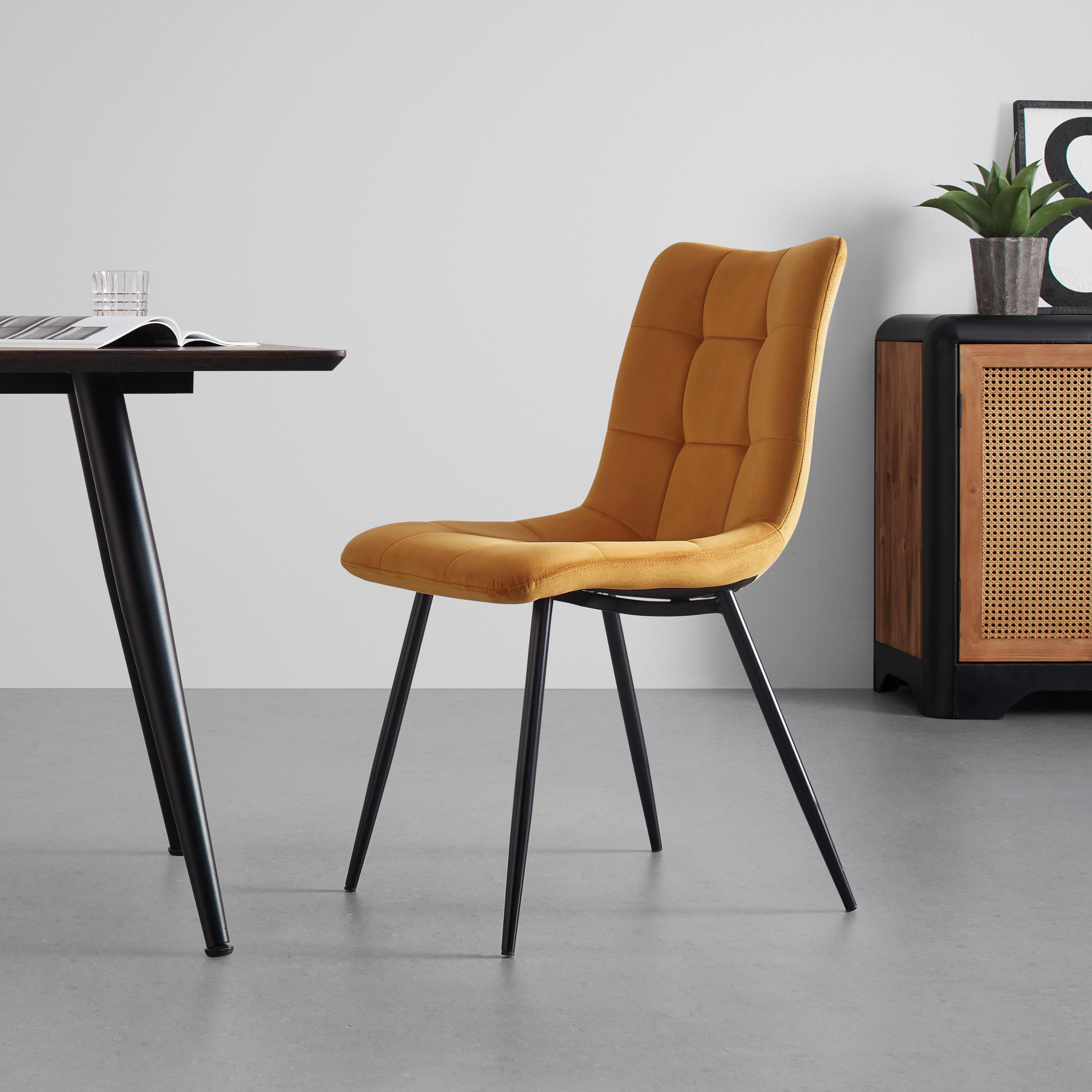 Elegantní Židle Suri Žlutá - černá/žlutá, Moderní, kov/dřevo (46/87/59cm) - Bessagi Home