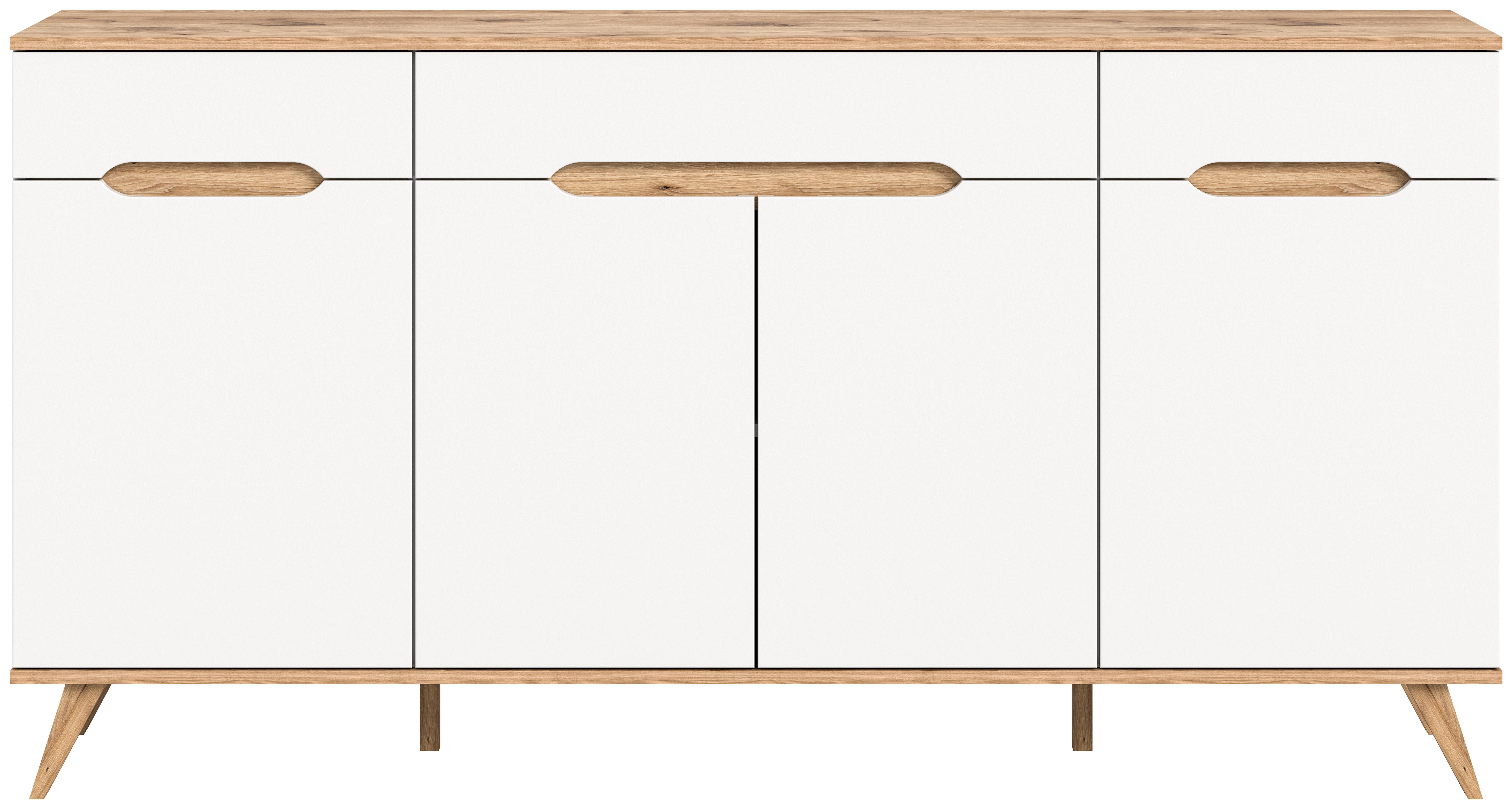 Sideboard Stockholm Eichefarben/weiß B: 185 Cm - Eichefarben/Weiß, Design, Holzwerkstoff (185/95/40cm) - MID.YOU