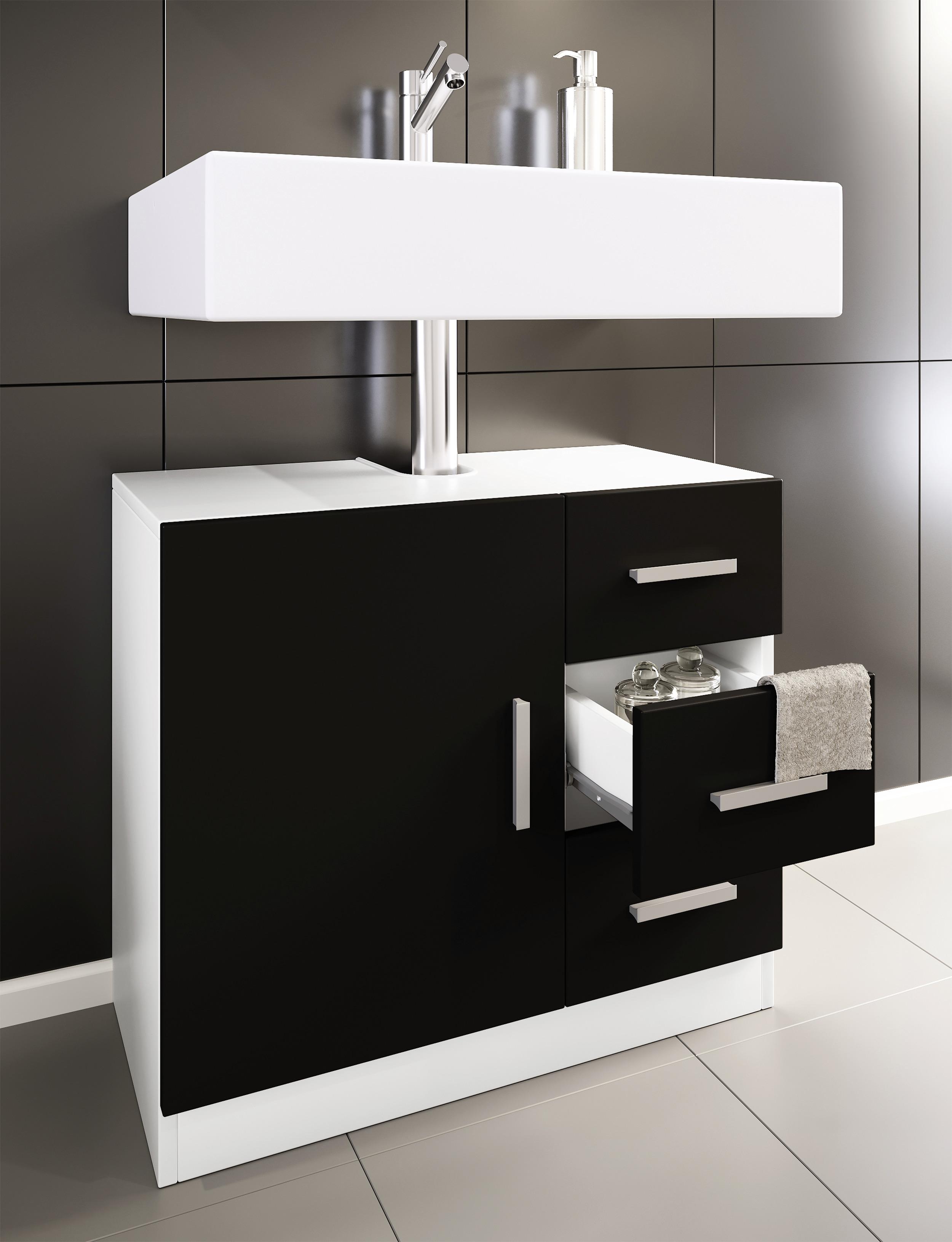 Waschbeckenunterschrank Zalo XL B: 63 cm Schwarz/Weiß - Schwarz/Weiß, MODERN, Holzwerkstoff (63/55,8/30cm) - MID.YOU