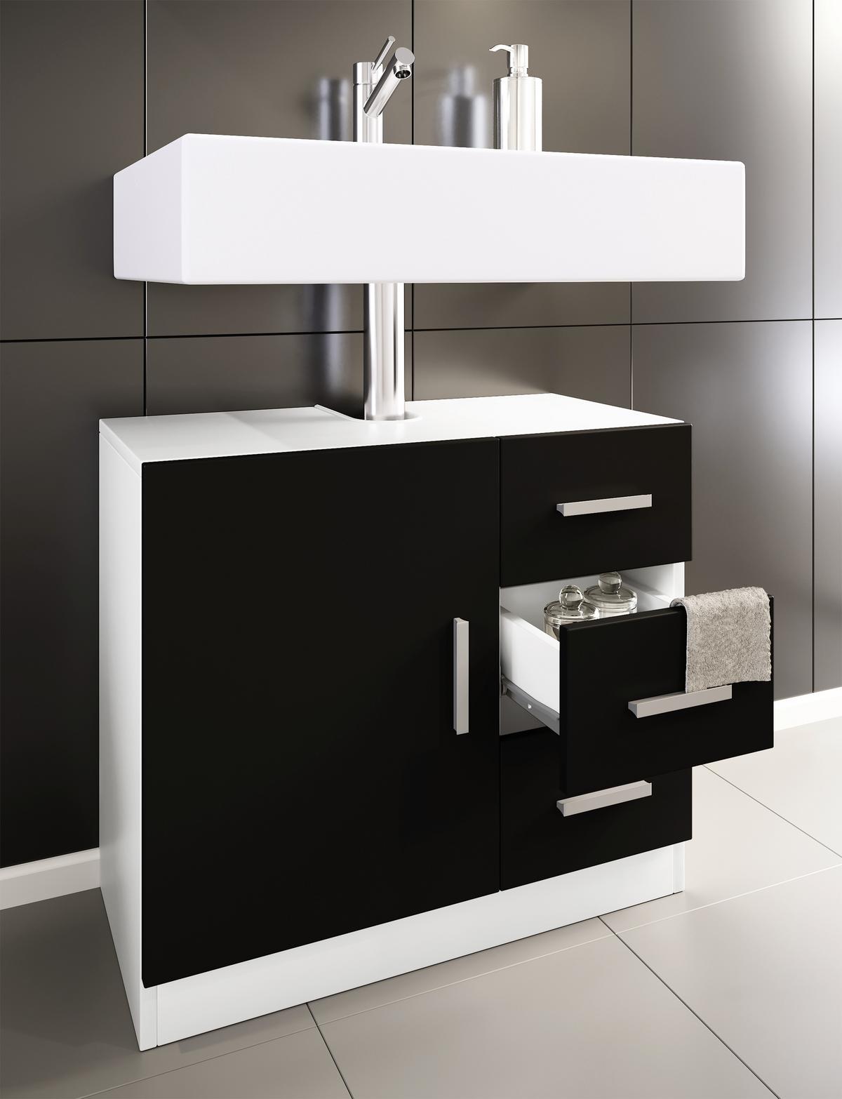 Waschbeckenunterschrank Zalo XL B: 63 cm Schwarz/Weiß - Schwarz/Weiß, MODERN, Holzwerkstoff (63/55,8/30cm) - MID.YOU