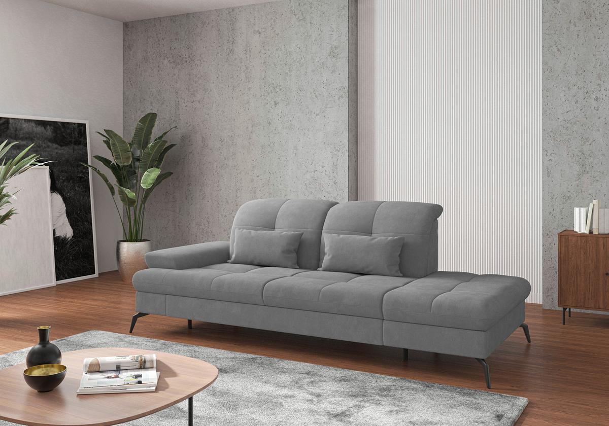 Récamiere Amica E, Grau B: 231 - Schwarz/Grau, KONVENTIONELL, Textil (231/90/122cm) - Sit & More