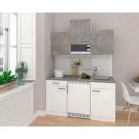 Miniküche mit Kühlschrank und Mikrowelle B: 150 cm Grau/Weiß - Weiß/Grau, KONVENTIONELL, Holzwerkstoff (150cm) - Respekta
