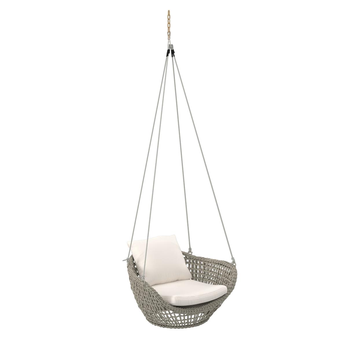 ZÁVĚSNÉ KŘESLO ELODIE - krémová, Moderní, kov/textil (83/73/48cm) - Bessagi Garden