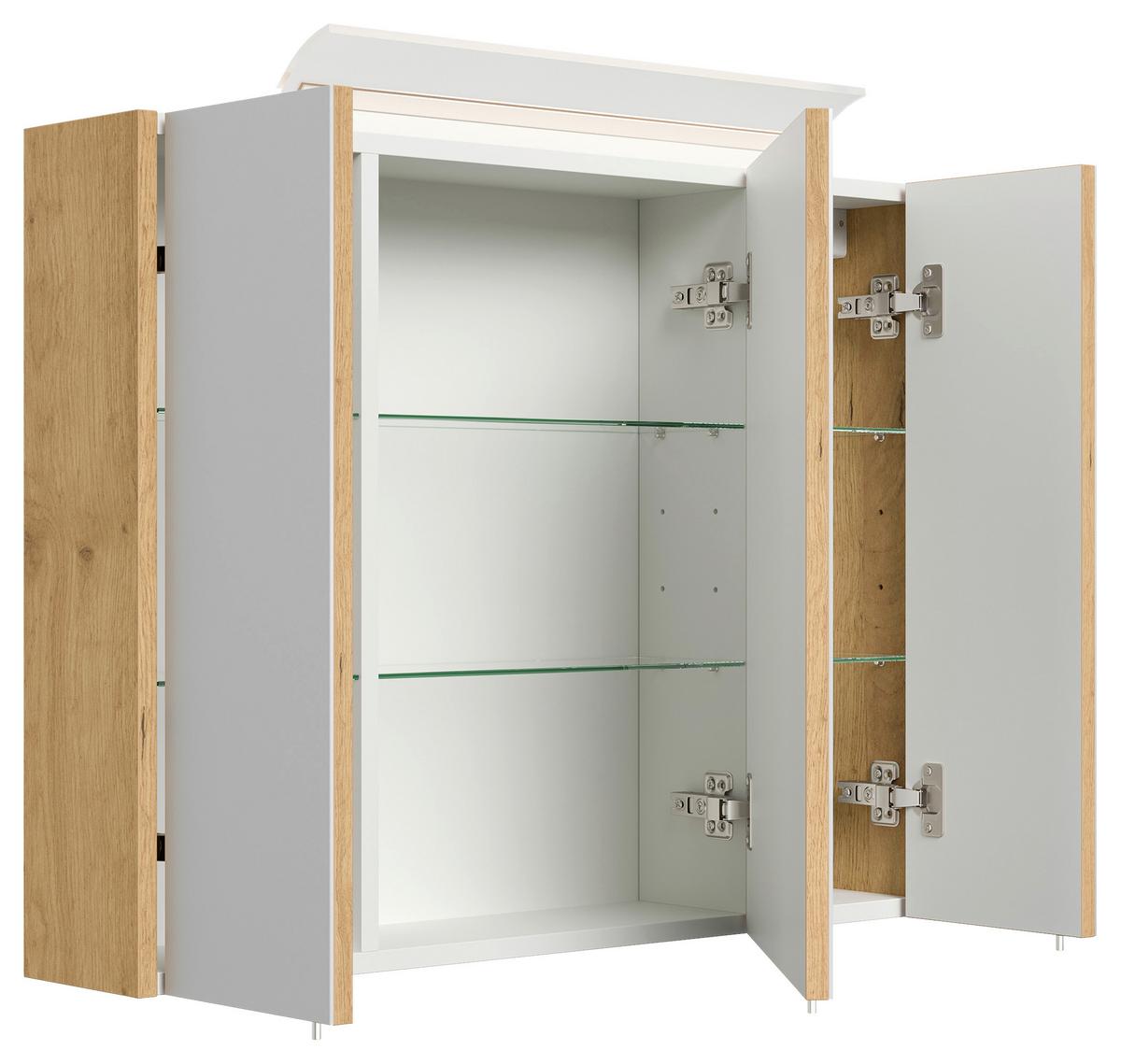 Spiegelschrank Eiche Dekor B: 80 Cm - Eichefarben, MODERN, Glas/Holzwerkstoff (80/62/17cm) - MID.YOU