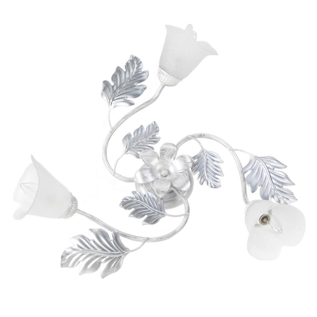 Deckenleuchte 4836/Pl3 - Silberfarben/Weiß, KONVENTIONELL, Glas/Metall (60/20cm)