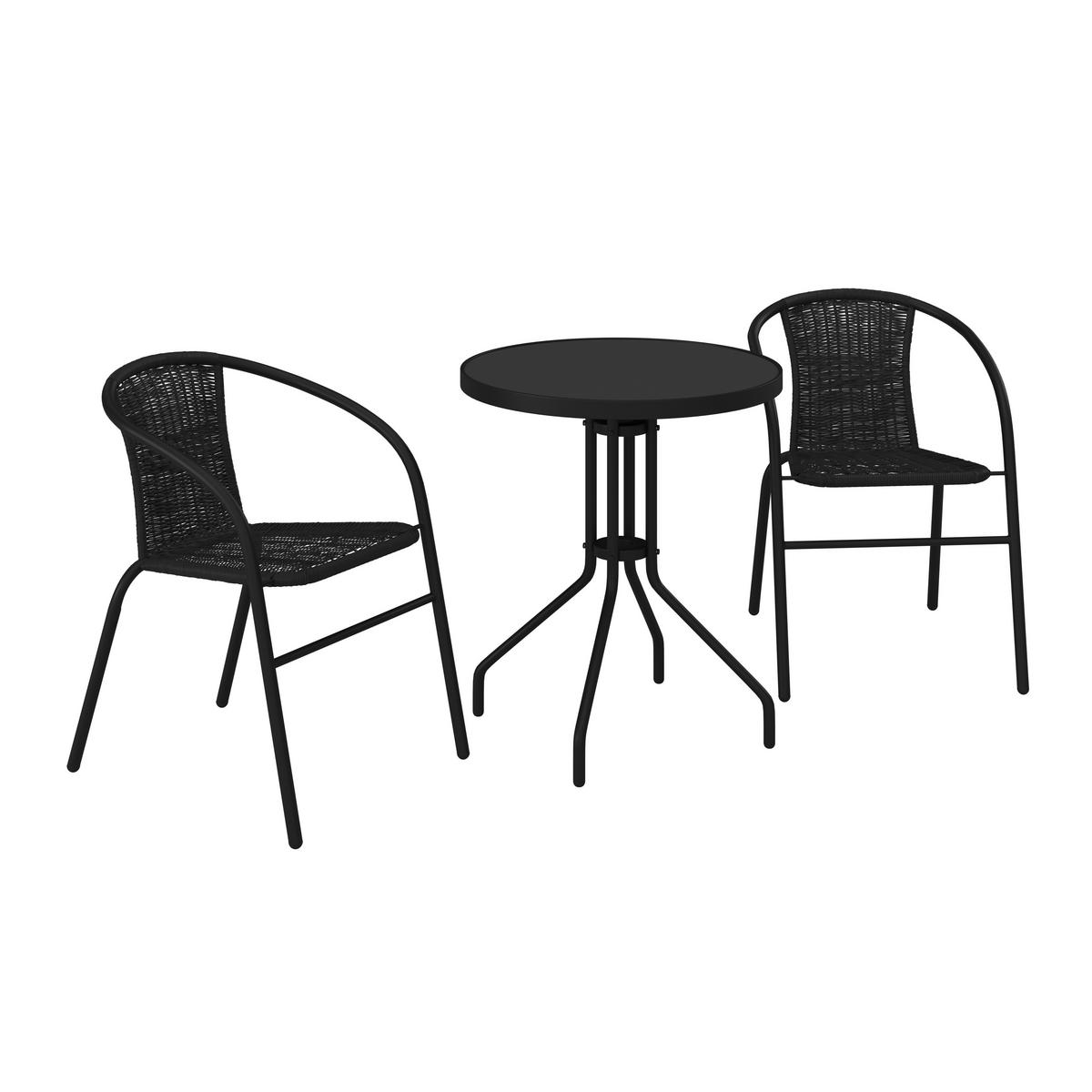 Balkonszett Mailand - fekete, Modern, műanyag/Üveg (60x52/70x72/60x60cm) - Luca Bessoni
