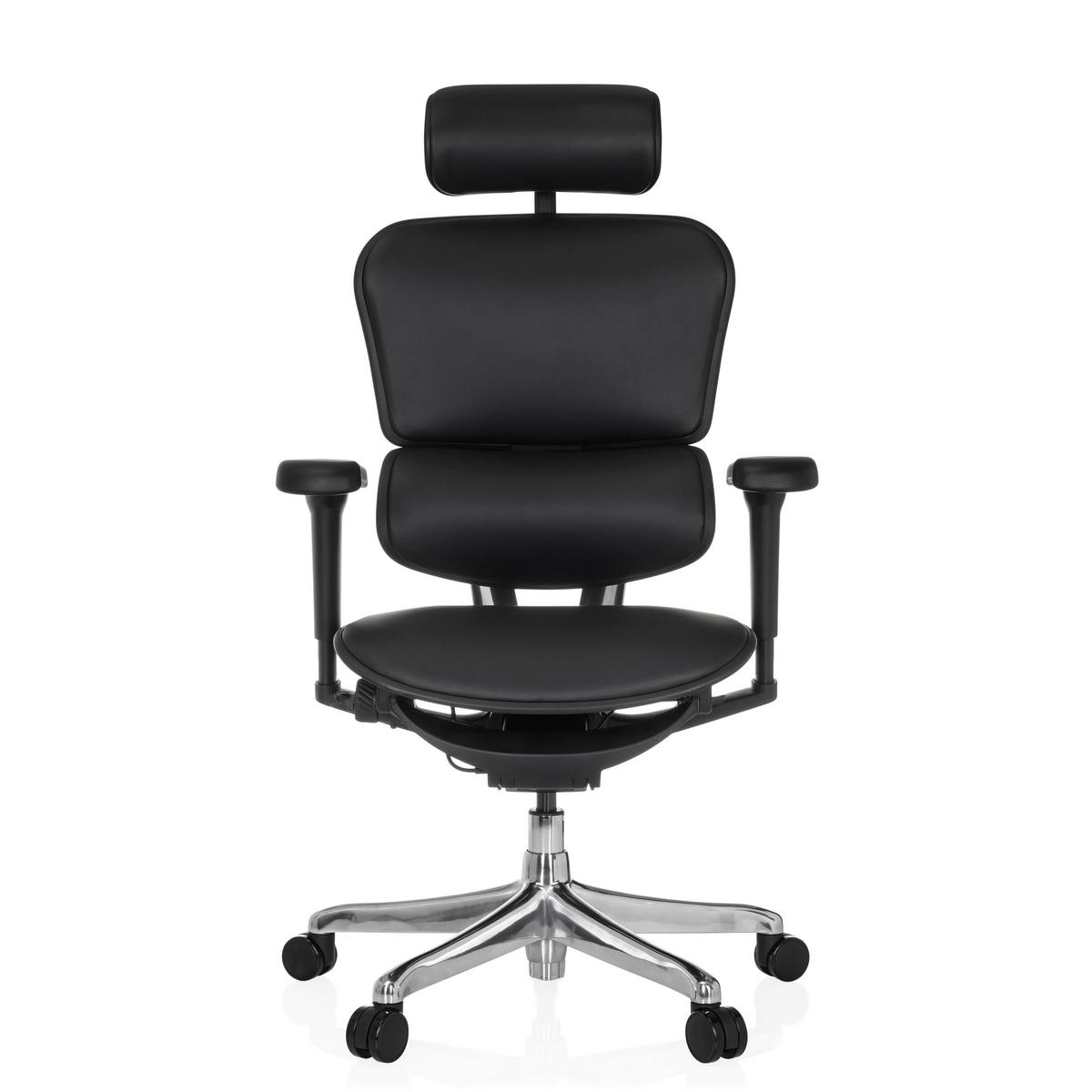 Drehstuhl Schwarz B: 65 Cm - Silberfarben/Schwarz, MODERN, Leder/Kunststoff (65/114-132/60cm) - MID.YOU