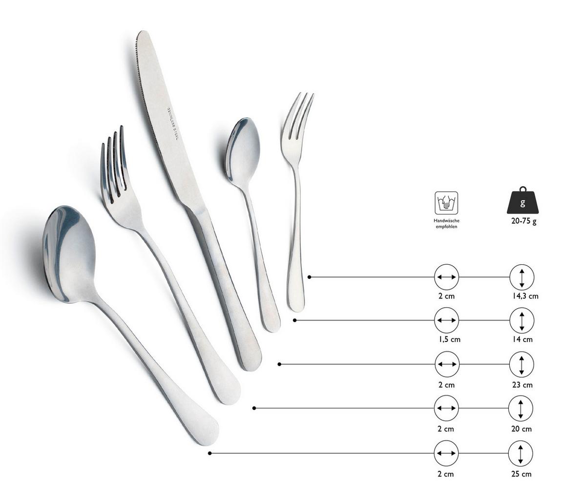 SADA PŘÍBORŮ EW-BS-3040 - barvy stříbra, Basics, kov - Echtwerk