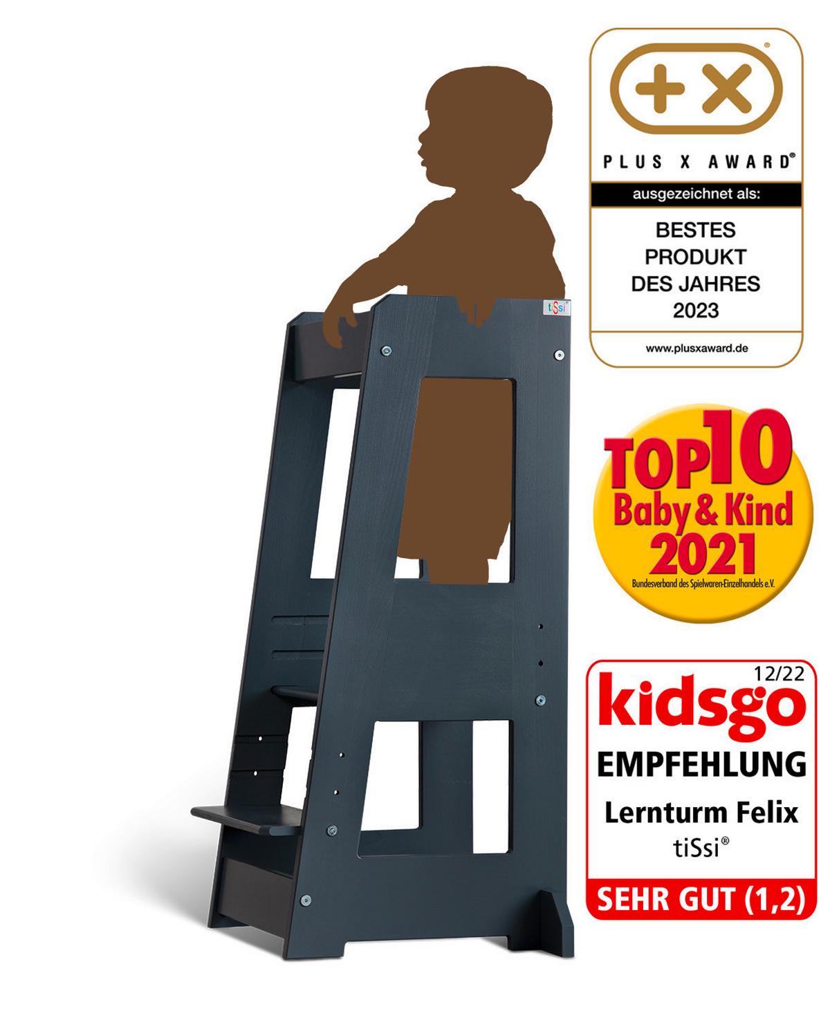 Lernturm Grau - Grau, Design, Holz (40/91/45cm) - tiSsi