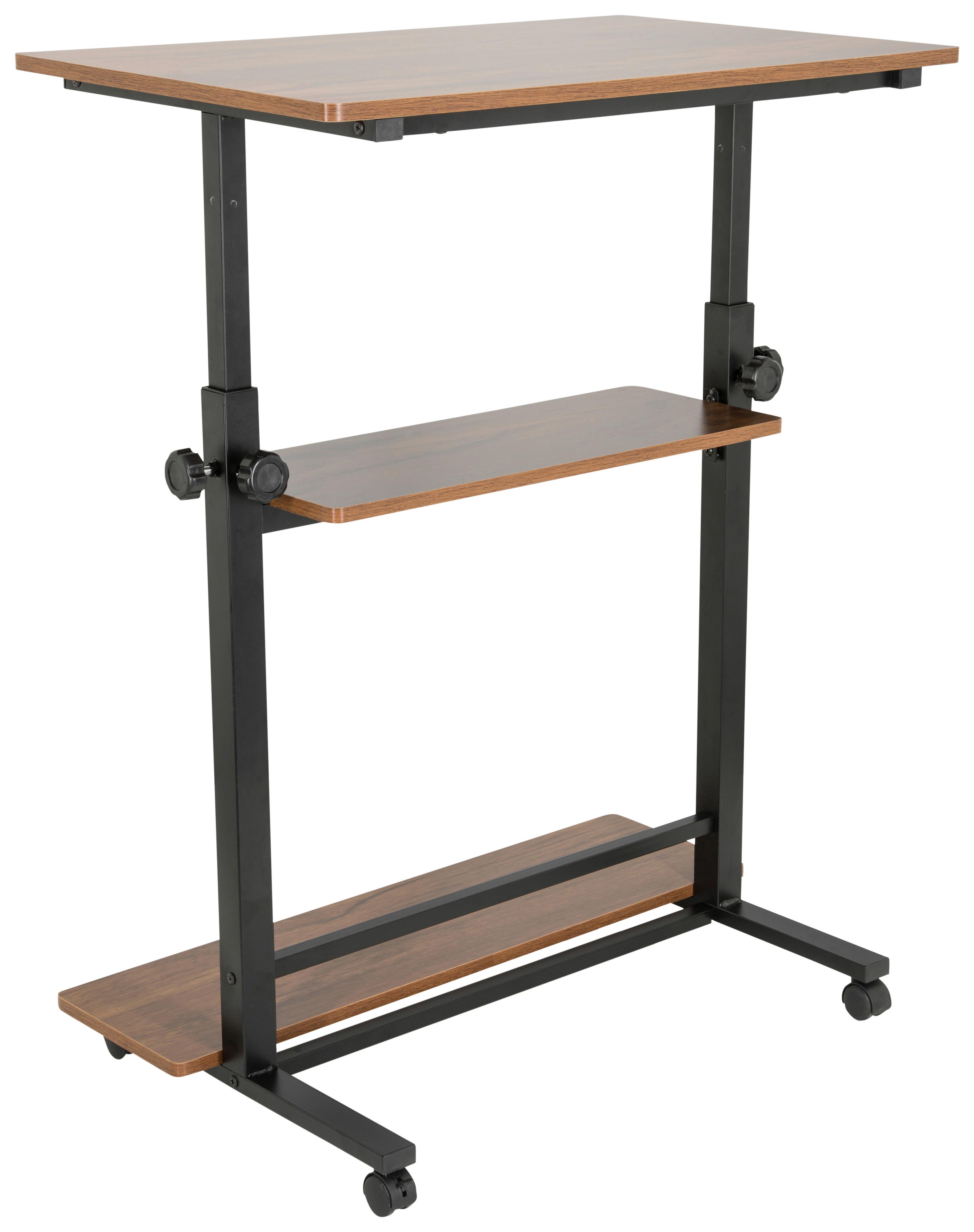 Schreibtisch Workstation II Schwarz/Walnuss Dekor - Walnussfarben/Schwarz, Basics, Holzwerkstoff/Kunststoff (80/80x120/50cm) - MID.YOU