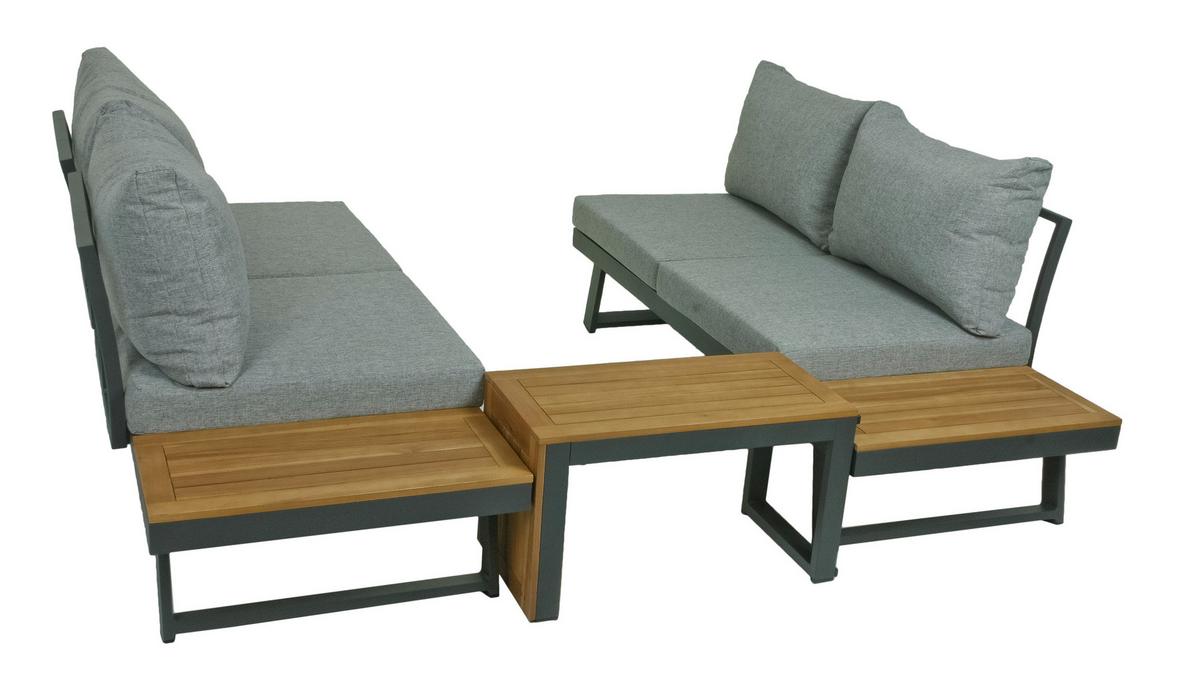 Loungegarnitur Felice - Schwarz/Braun, Basics, Holz/Kunststoff - Gardenson