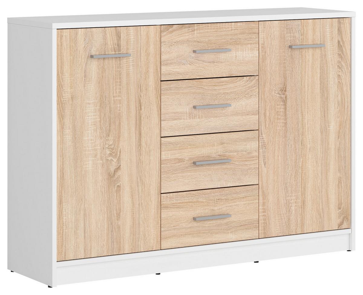 Kommode Nepo Plus Chest Of Drawers - Schwarz/Weiß, Design, Holzwerkstoff (118,5/84/34cm)