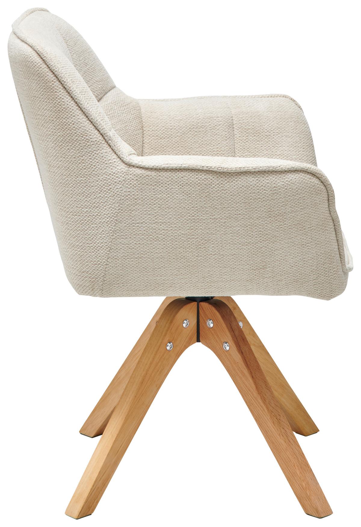 Armlehnstuhl Kerry Beige gepolstert - Eichefarben/Beige, LIFESTYLE, Holz/Textil (61/85/63cm) - Livetastic