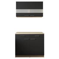 Buffet Merle Schwarz, Eiche Dekor B: 100 cm - Eichefarben/Schwarz, Basics, Glas/Holzwerkstoff (100/200/60cm) - Respekta