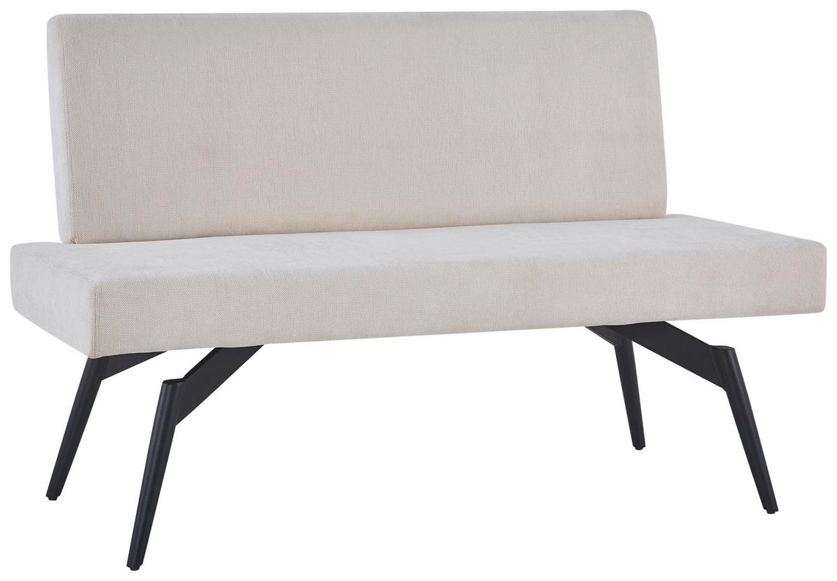 Sitzbank Tinos Mit Lehne Beige, B: 140 Cm - Beige/Schwarz, KONVENTIONELL, Textil/Metall (140/88/62cm) - MID.YOU