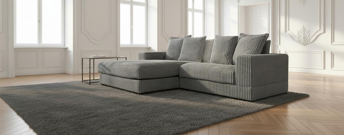 Ecksofa Funny - Schwarz/Grau, Design, Textil (195/285cm) - MID.YOU