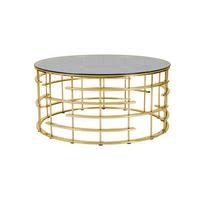 COUCHTISCH Grau, Goldfarben L: 90 cm - Goldfarben/Grau, Design, Glas/Metall (90/90/42cm) - Livetastic