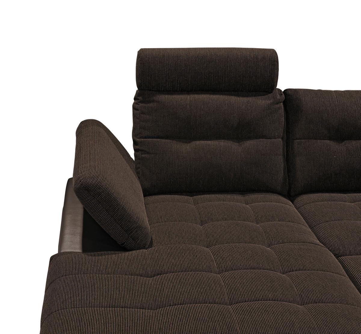 Wohnlandschaft Jakarta U Dunkelbraun - Dunkelbraun/Silberfarben, MODERN, Holzwerkstoff/Textil (170/324/218cm) - MID.YOU