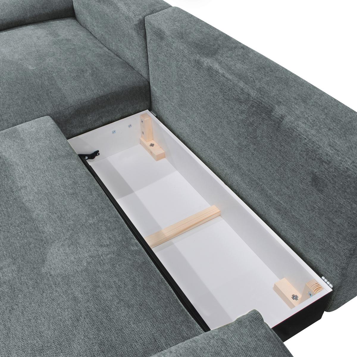 Ecksofa mit Bettkasten Lagacy 192x260 cm Webstoff Grau - Schwarz/Grau, Design, Textil (192/260cm) - MID.YOU