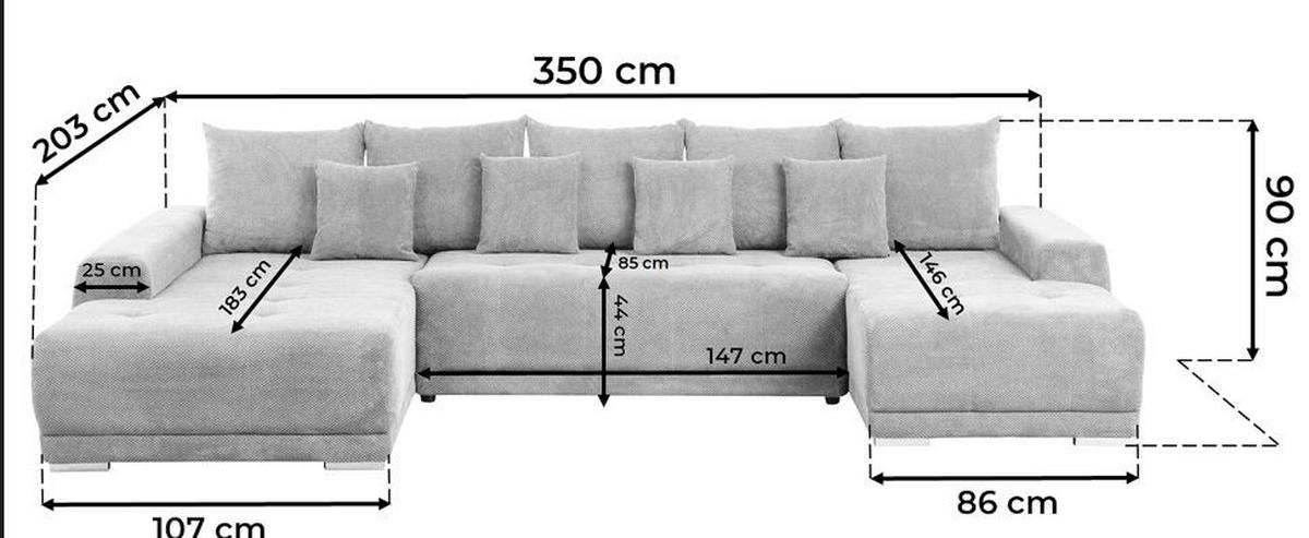 Wohnlandschaft Madeleine Beige U: 203x350x180cm - Beige/Silberfarben, Design, Textil (203/350/180cm) - MID.YOU