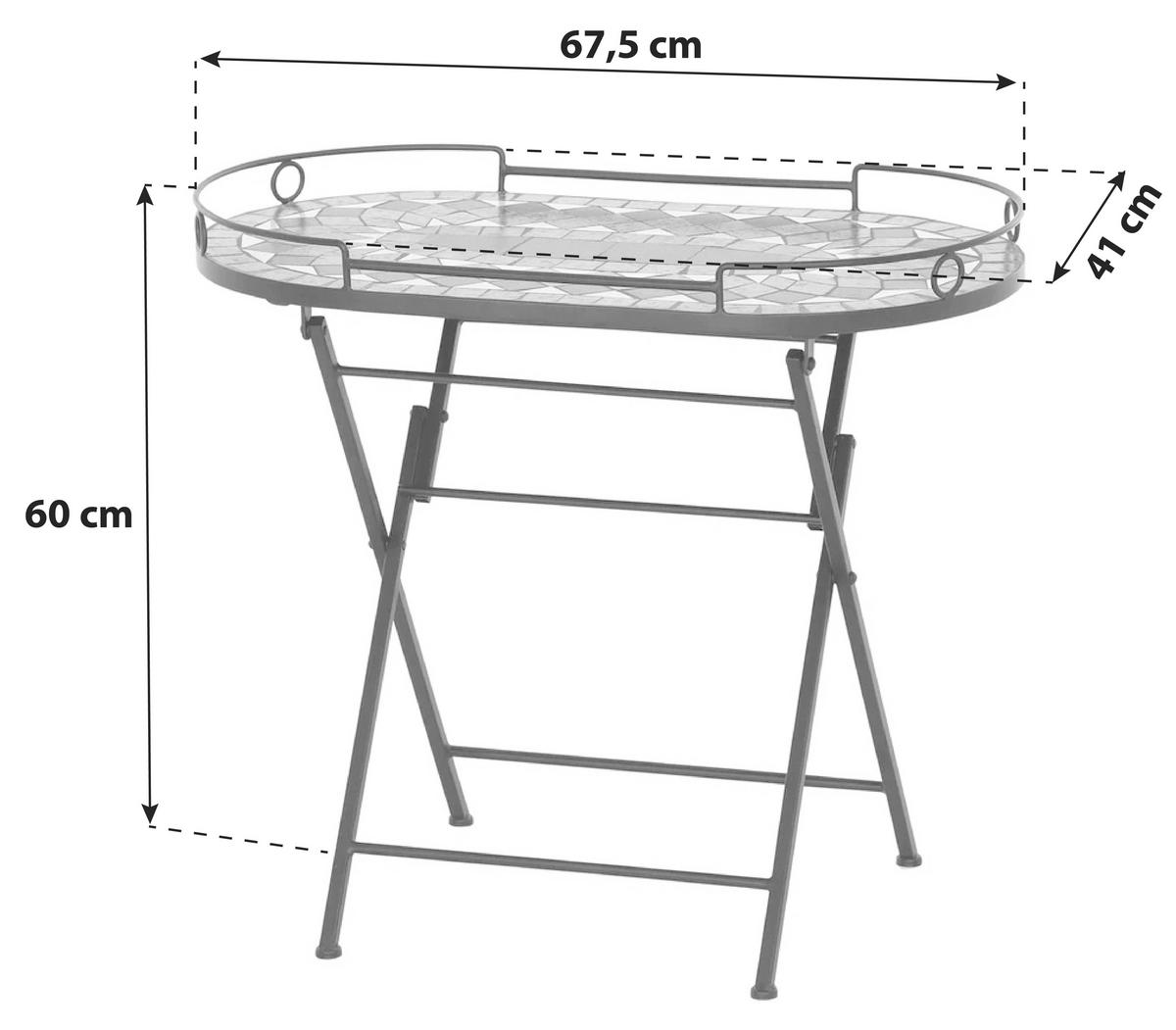 Gartentisch Klappbar Metall/Keramik L 67,5 cm - Schwarz, KONVENTIONELL, Keramik/Metall (67,5/41/60cm) - Siena Garden