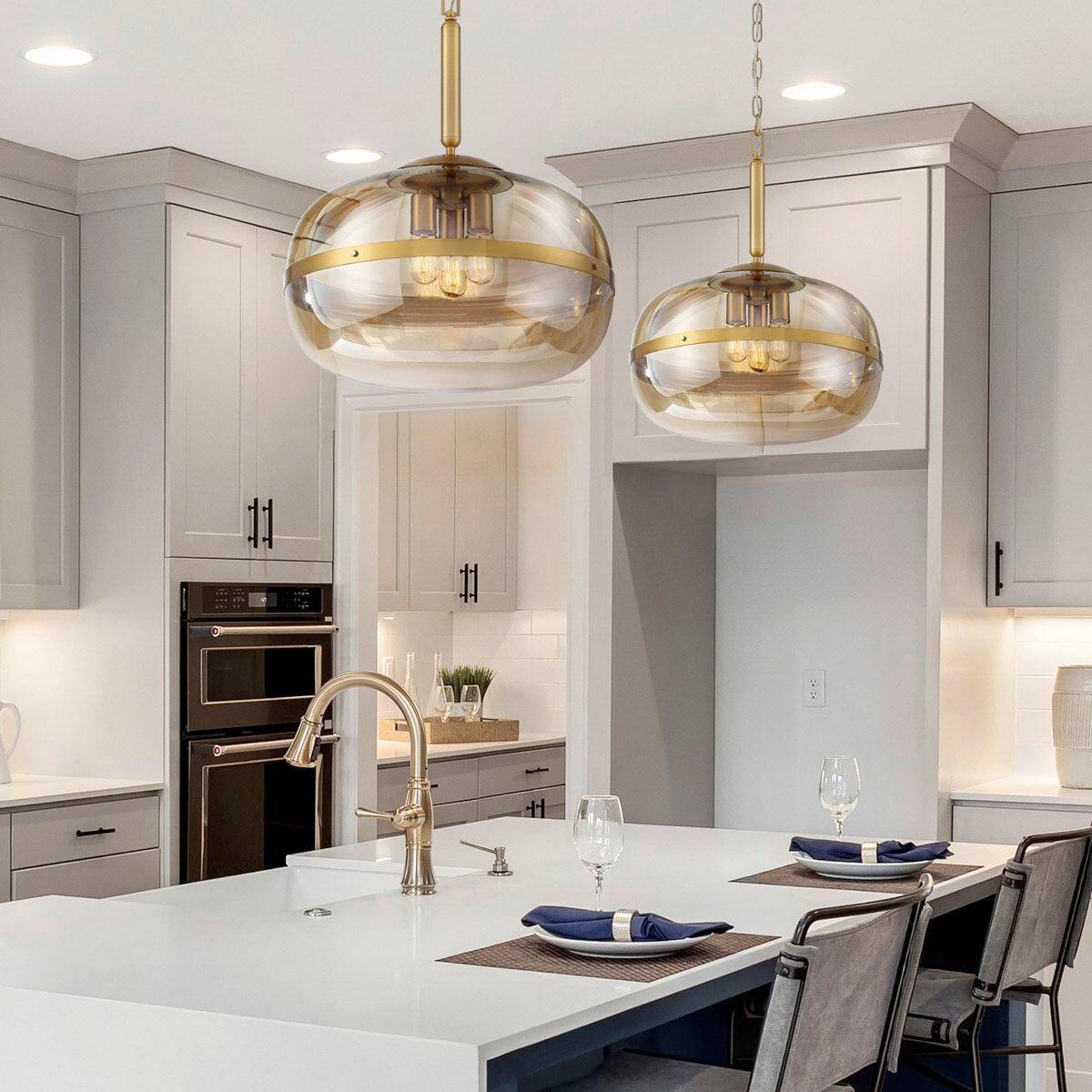 Függeszték Qn-Nottingham-3p-Ab - sárgarézszínű, Konventionell, üveg/fém (51/66cm) - Elstead Lighting
