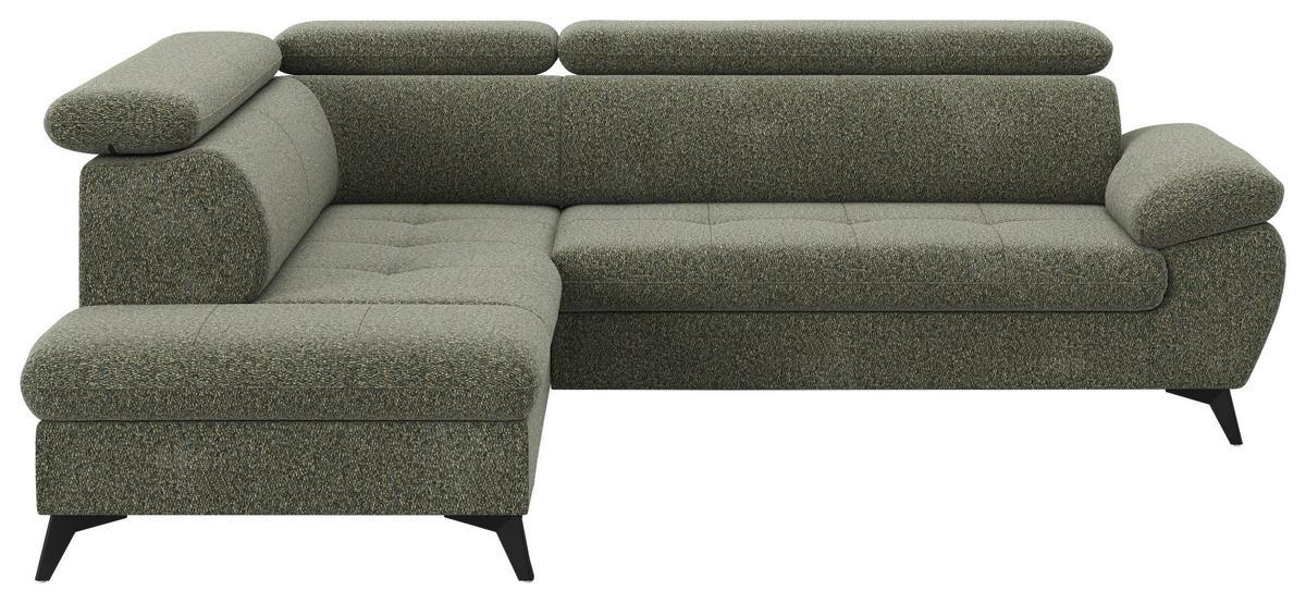 Ecksofa mit Bettfunktion Hudson, Chenille Dunkelgrün - Dunkelgrün/Schwarz, KONVENTIONELL, Textil (207/256cm) - Sembella