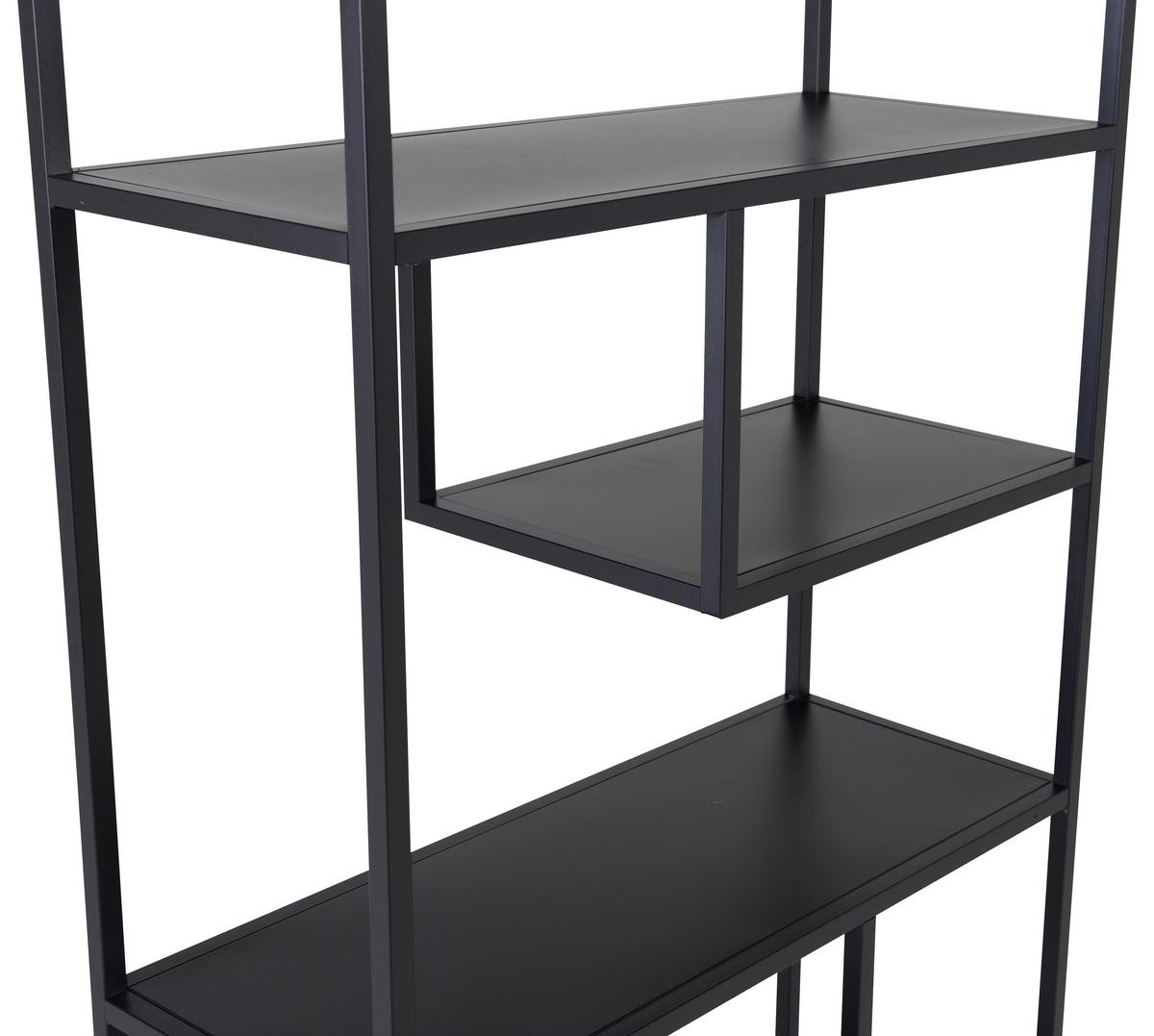 Bücherwand Staal - Schwarz, Design, Metall (85/188/35cm) - Livetastic