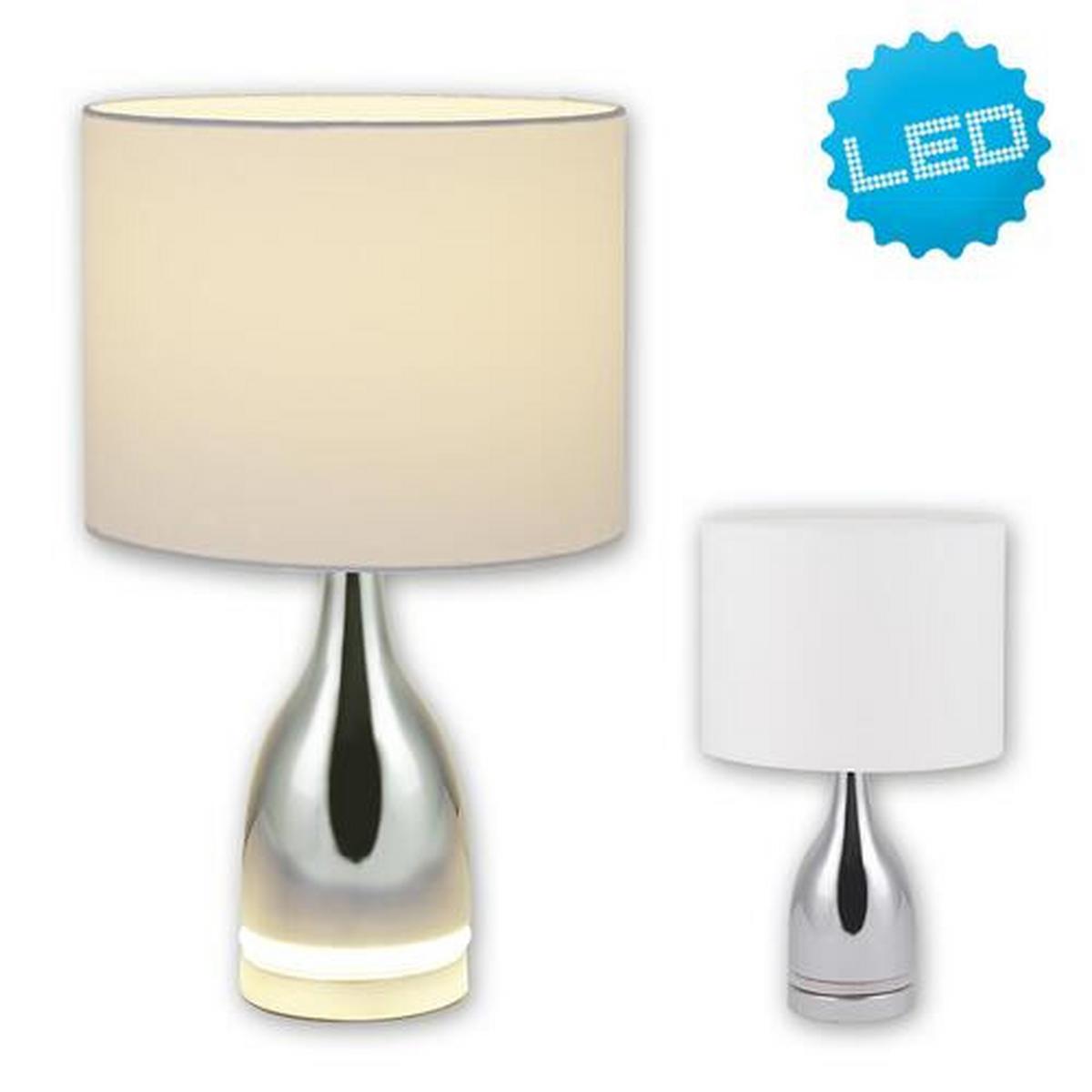 Led-tischlampe Weiß/ Chromfarben Textilschirm - Chromfarben/Weiß, KONVENTIONELL, Kunststoff/Textil (25/43,5cm) - Näve