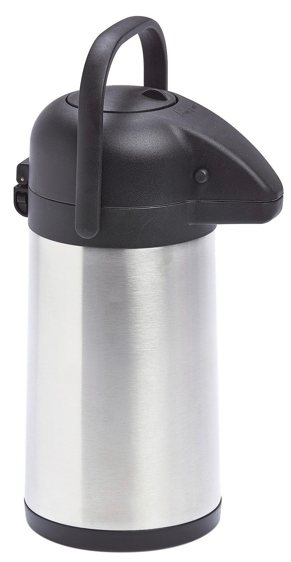 Isolierkanne Schwarz/Silberf. Ed-Airpot ca. 2,2 L - Silberfarben/Schwarz, Basics, Metall (44/33/35cm)