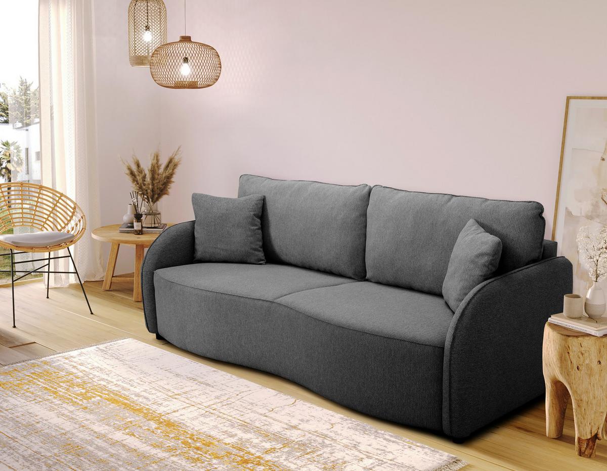 3-sitzer-sofa Bari Anthrazit - Anthrazit/Schwarz, Basics, Textil (215/89/100cm) - P & B