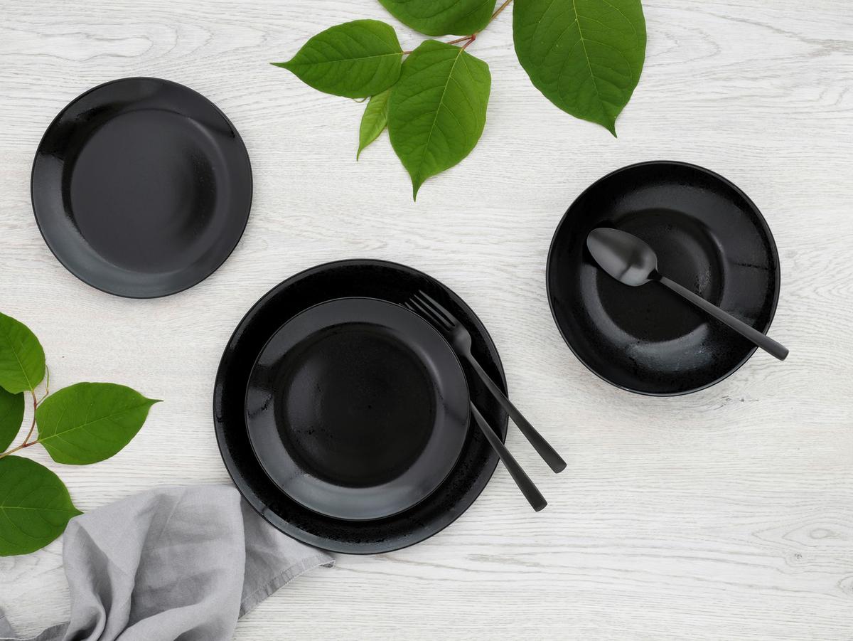 Tafelservice Glas 4 Personen Geschirr Set - Schwarz, Basics, Glas (32/32/14cm) - Creatable