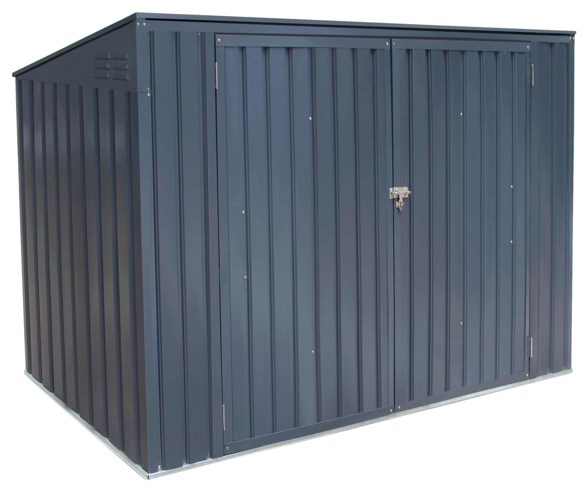 Box na smetné nádoby 240l, kov, 7x3 - tmavosivá, Basics, kov (235/131/100cm)