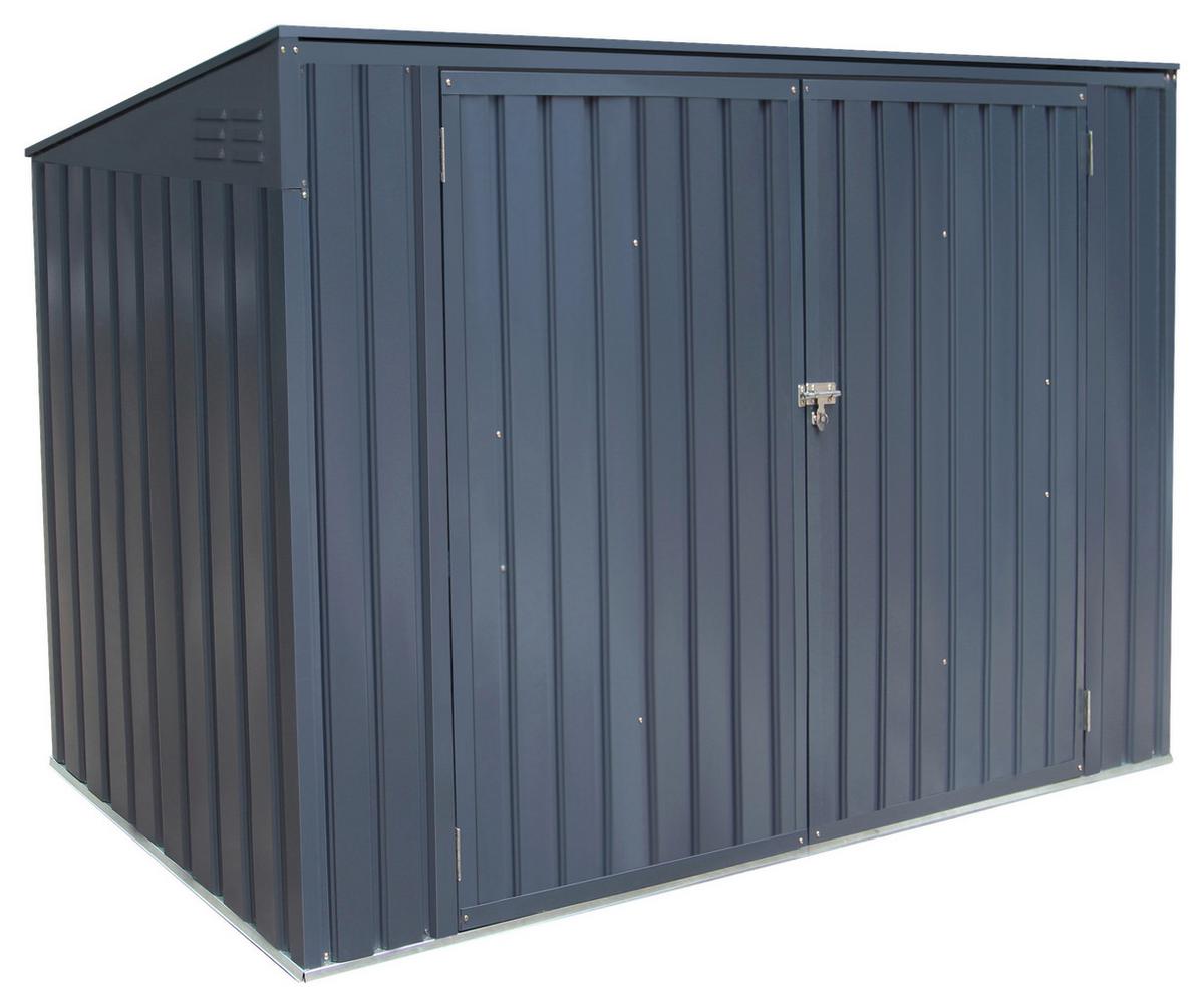 Box na odpadkové koše 240l, kov, 7x3 - tmavě šedá, Basics, kov (235/131/100cm)