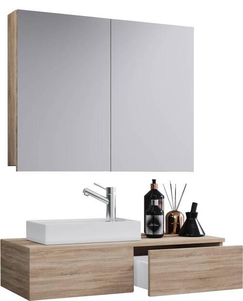Badezimmer Gudas Sonoma Eiche B: 85 cm - Weiß/Sonoma Eiche, MODERN, Keramik/Holzwerkstoff (85cm) - MID.YOU