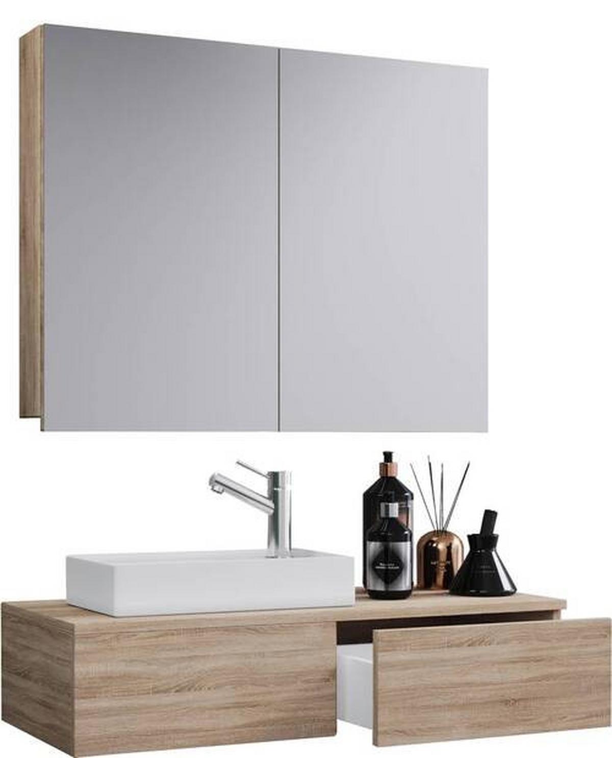 Badezimmer Gudas Sonoma Eiche B: 85 Cm - Weiß/Sonoma Eiche, MODERN, Keramik/Holzwerkstoff (85cm) - MID.YOU