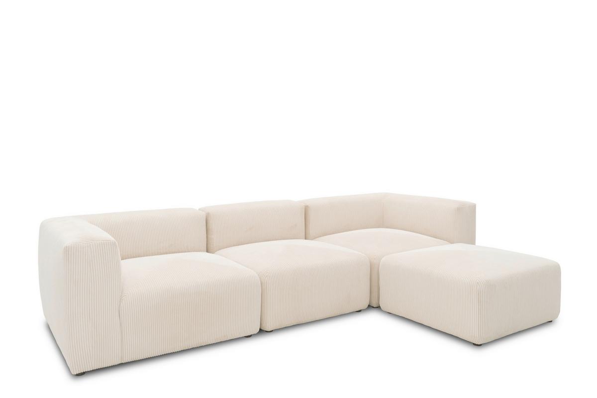 Ecksofa Creme B: 301 Cm - Creme/Schwarz, Design, Textil (301/69/193cm) - MID.YOU